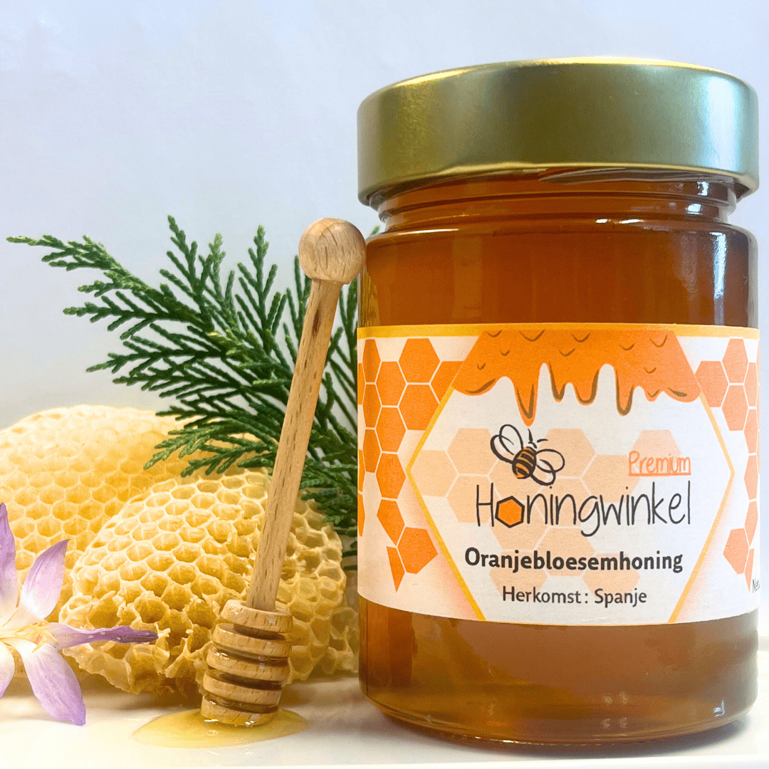 Premium oranjebloesemhoning vloeibaar Spanje 450g Honingwinkel (vloeibaar)