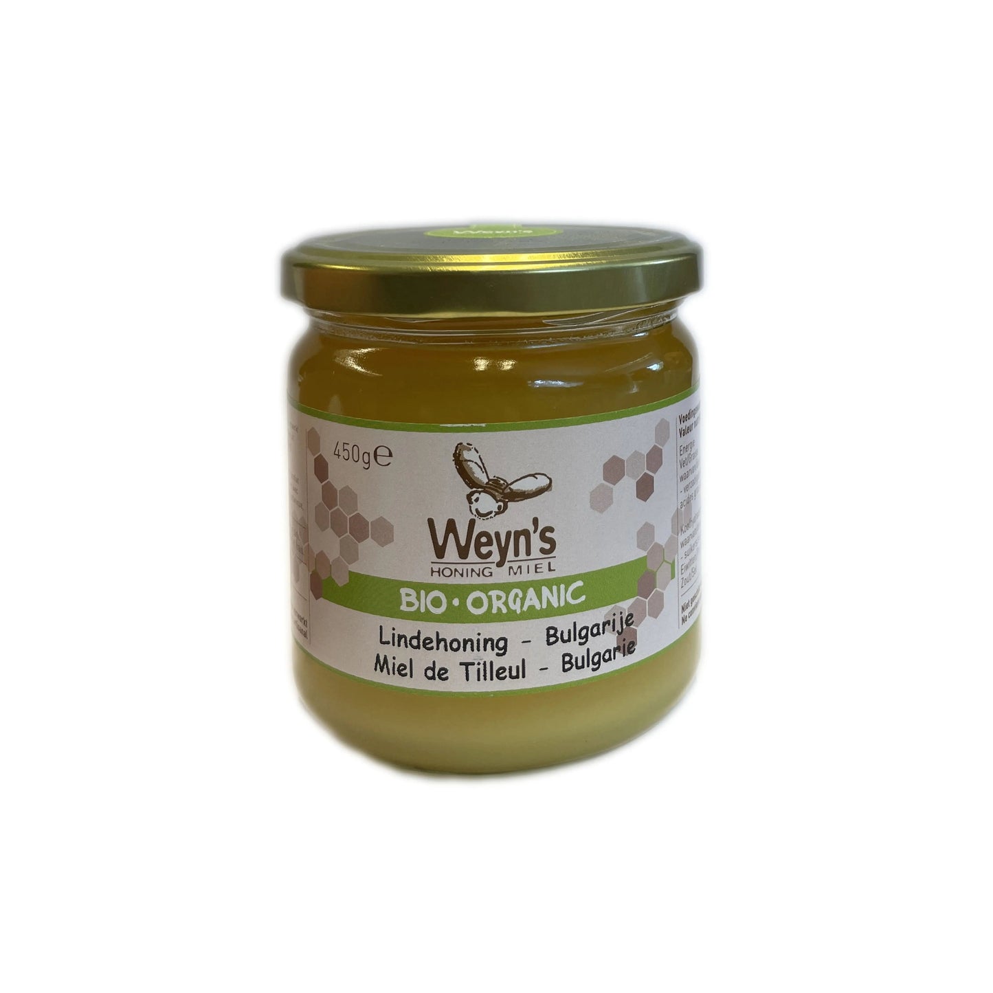 Biologische lindehoning Bulgarije 450g Weyn's (crème) - Honingwinkel