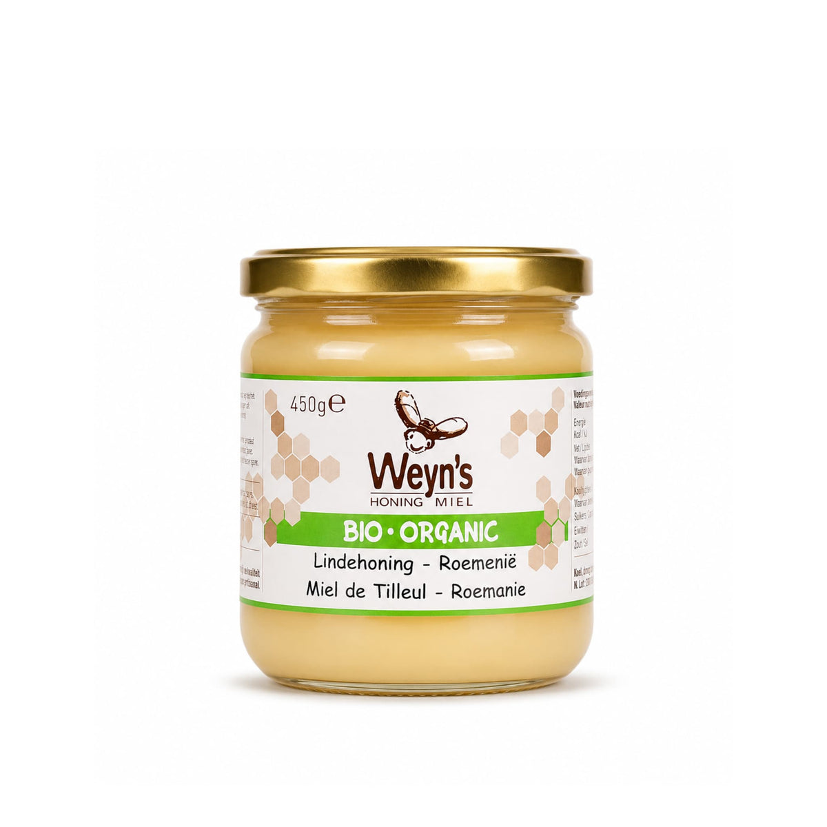 Biologische lindehoning 450g Roemenië Weyn's