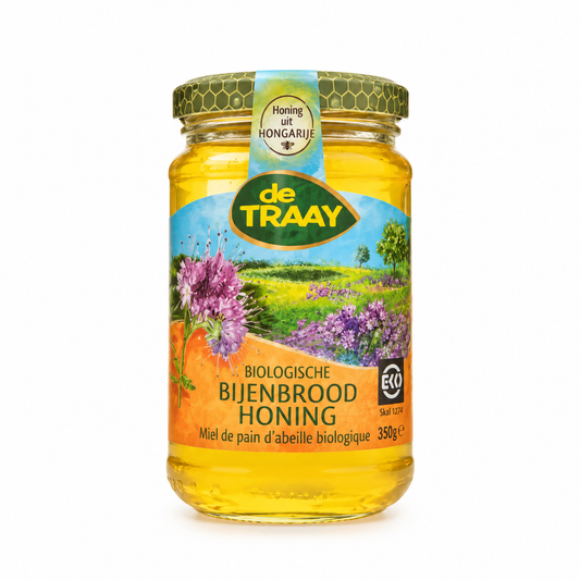 Biologische bijenbrood honing 350g de Traay (vloeibaar)