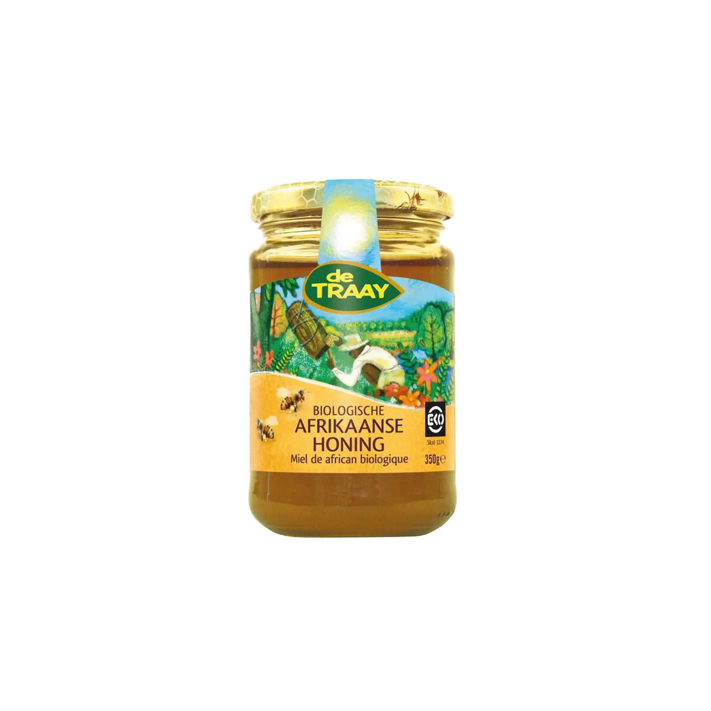 Biologische Afrikaanse honing 350g de Traay (vloeibaar)