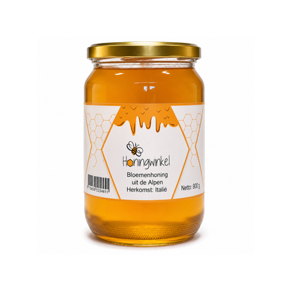 Bloemenhoning 900g Alpen, Italië Honingwinkel (vloeibaar)
