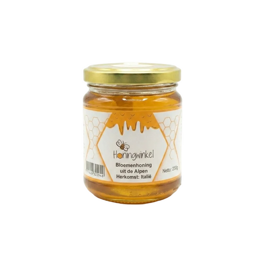 Bloemenhoning Alpen 250g, Italië Honingwinkel (vloeibaar)