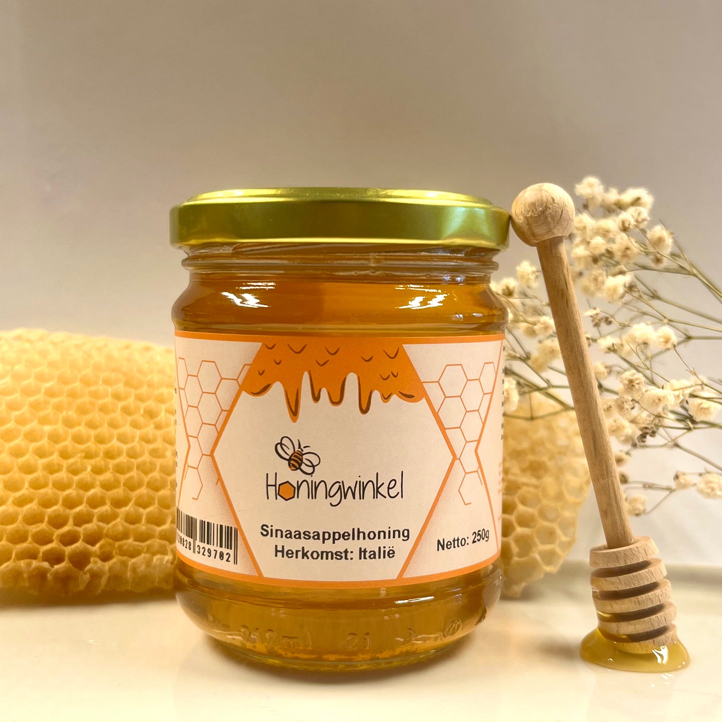 Sinaasappelhoning 450g Italië Honingwinkel (vloeibaar)