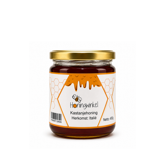 Kastanjehoning Italië 450g Honingwinkel (vloeibaar)