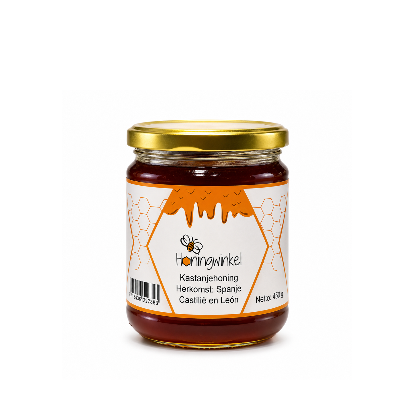 Kastanjehoning 450g Spanje Honingwinkel (vloeibaar)