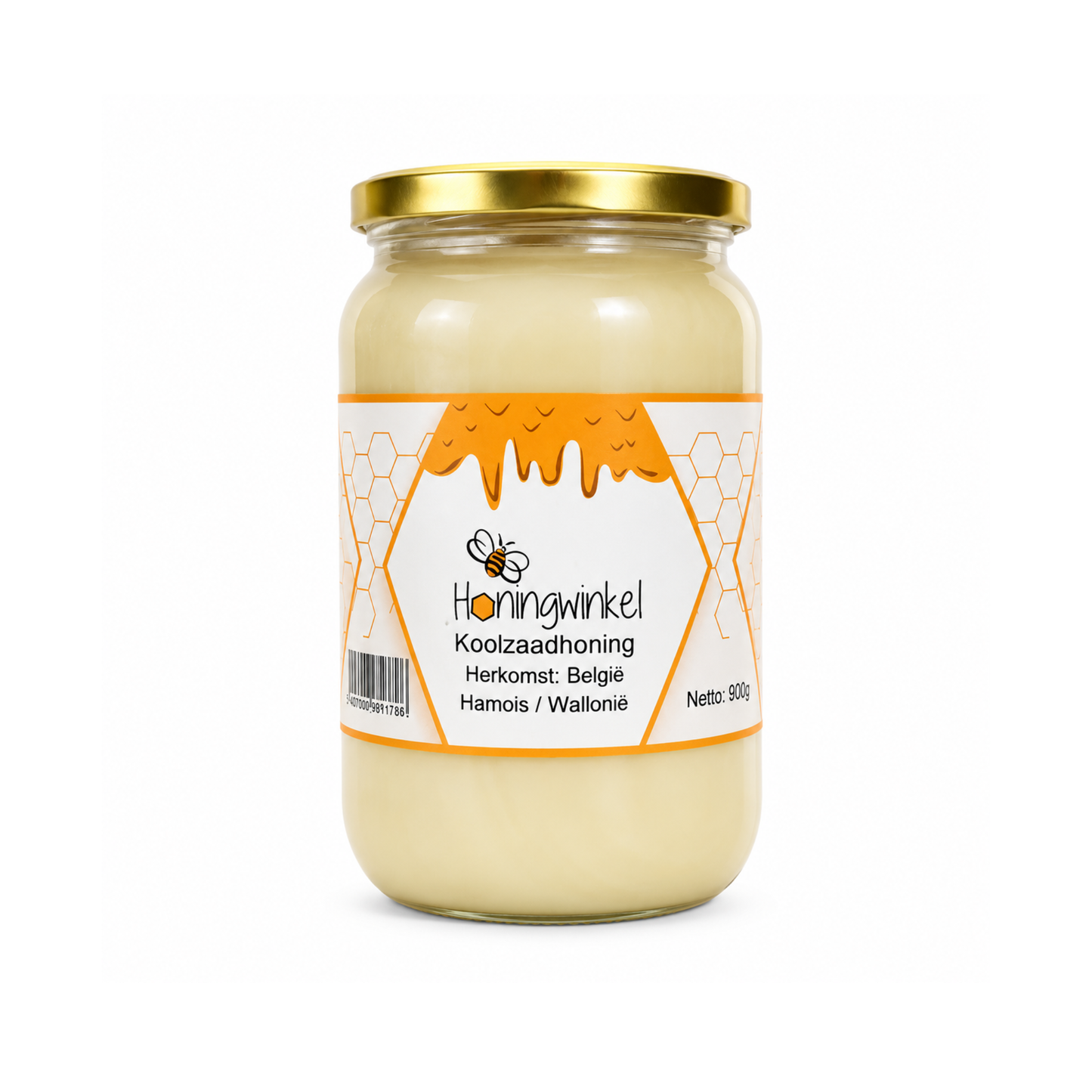 Koolzaadhoning 900g België Honingwinkel (crème)