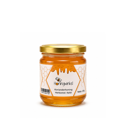Korianderhoning 250g Italië Honingwinkel (vloeibaar)
