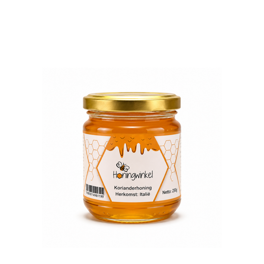 Korianderhoning 250g Italië Honingwinkel (vloeibaar)