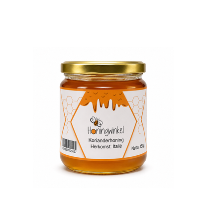 Korianderhoning 450g Italië Honingwinkel (vloeibaar)