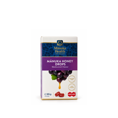 Manuka Honey MGO 400+ Drops (Lozenges) with Blackcurrant Flavor and Vitamin C New Zealand 65g Manuka Health