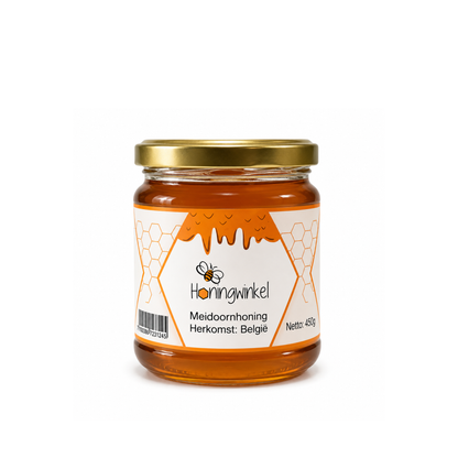 Meidoornhoning 450g België Honingwinkel (vloeibaar)