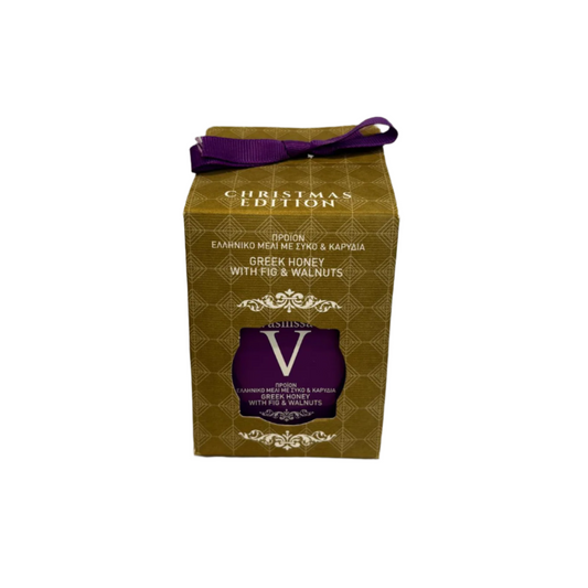 Griekse honing met stukjes vijg en walnoten 250g Vasilissa (vloeibaar)