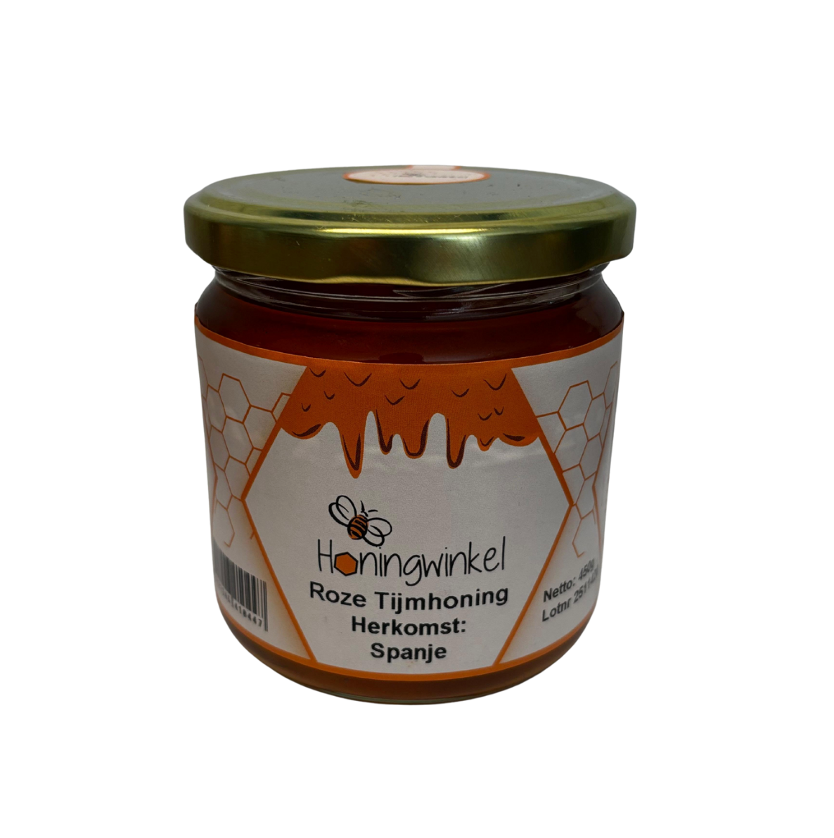 Roze tijmhoning 450g Spanje Honingwinkel (vloeibaar)
