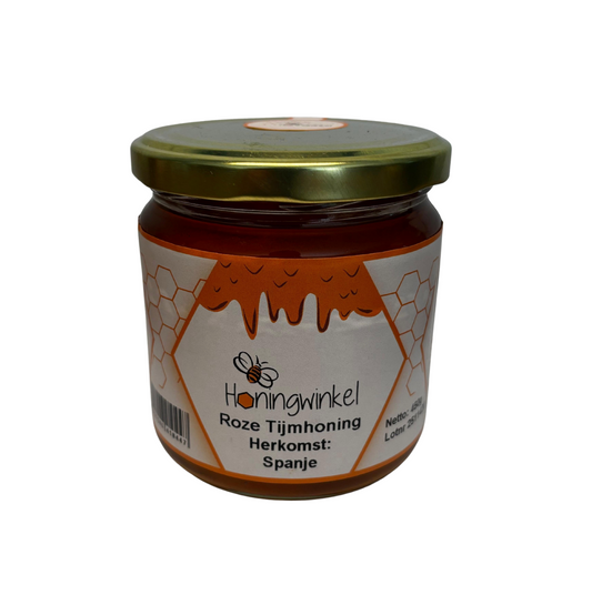 Roze tijmhoning 450g Spanje Honingwinkel (vloeibaar)
