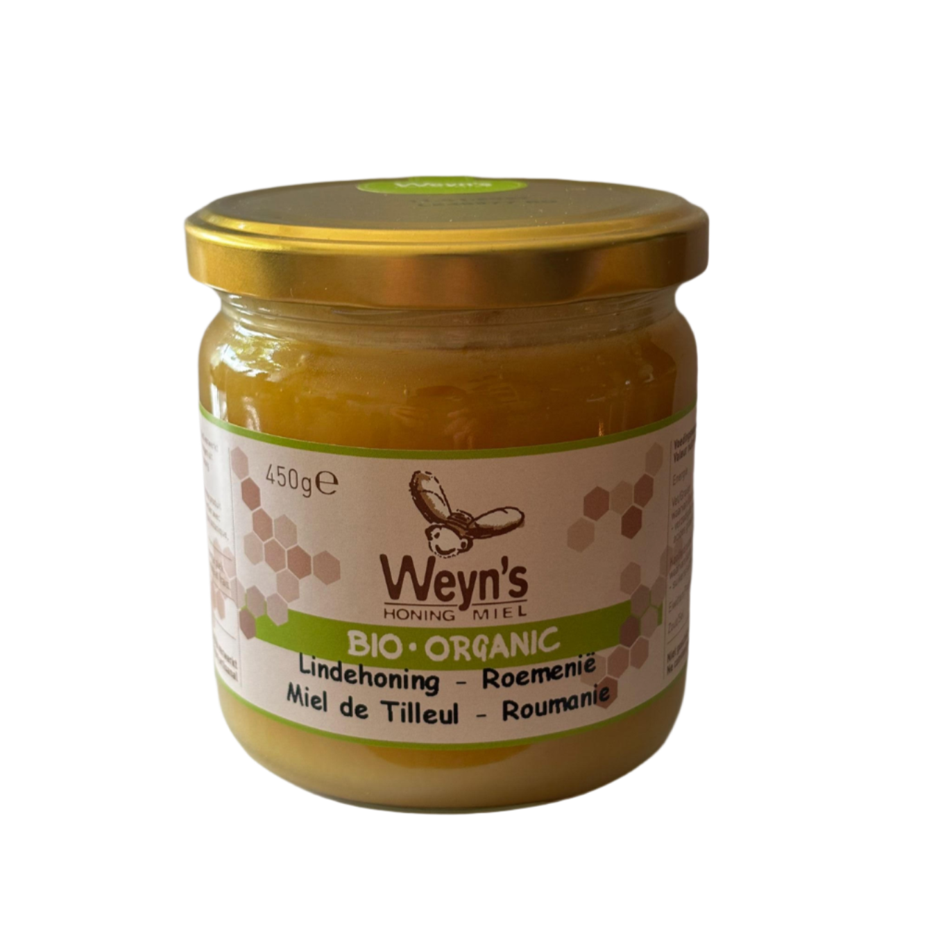 Biologische lindehoning vast Roemenië Weyn's 450g