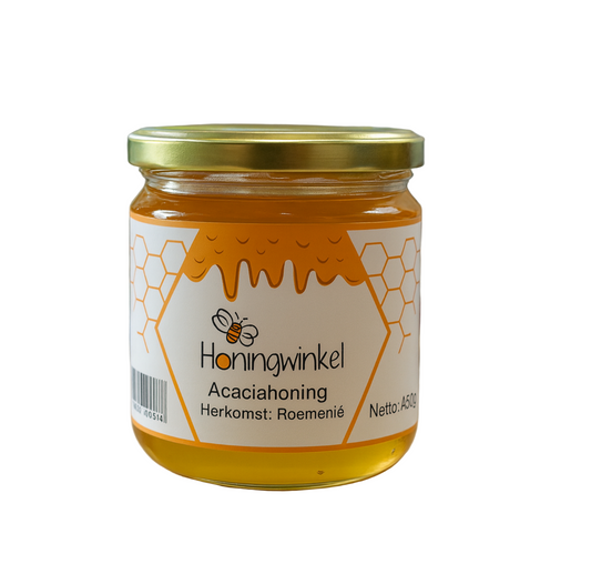 Acaciahoning 450g Roemenië Honingwinkel (vloeibaar)