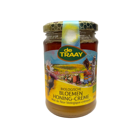 Biologische bloemenhoning 350g de Traay (crème)