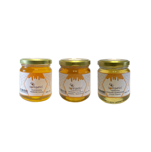 Lichte honingsoorten proefpakket 3 x 250g (totaal 750g)