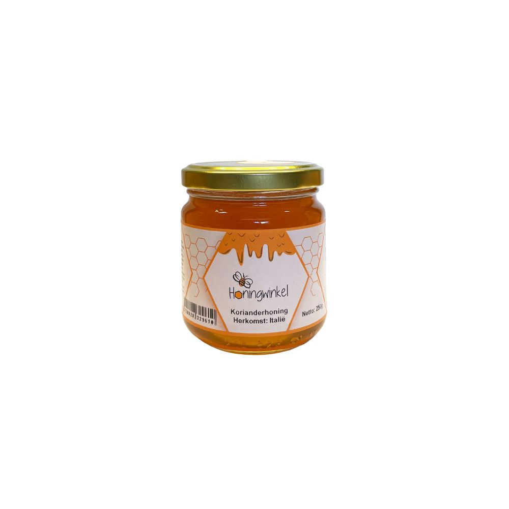 Korianderhoning 250g Italië Honingwinkel (vloeibaar)