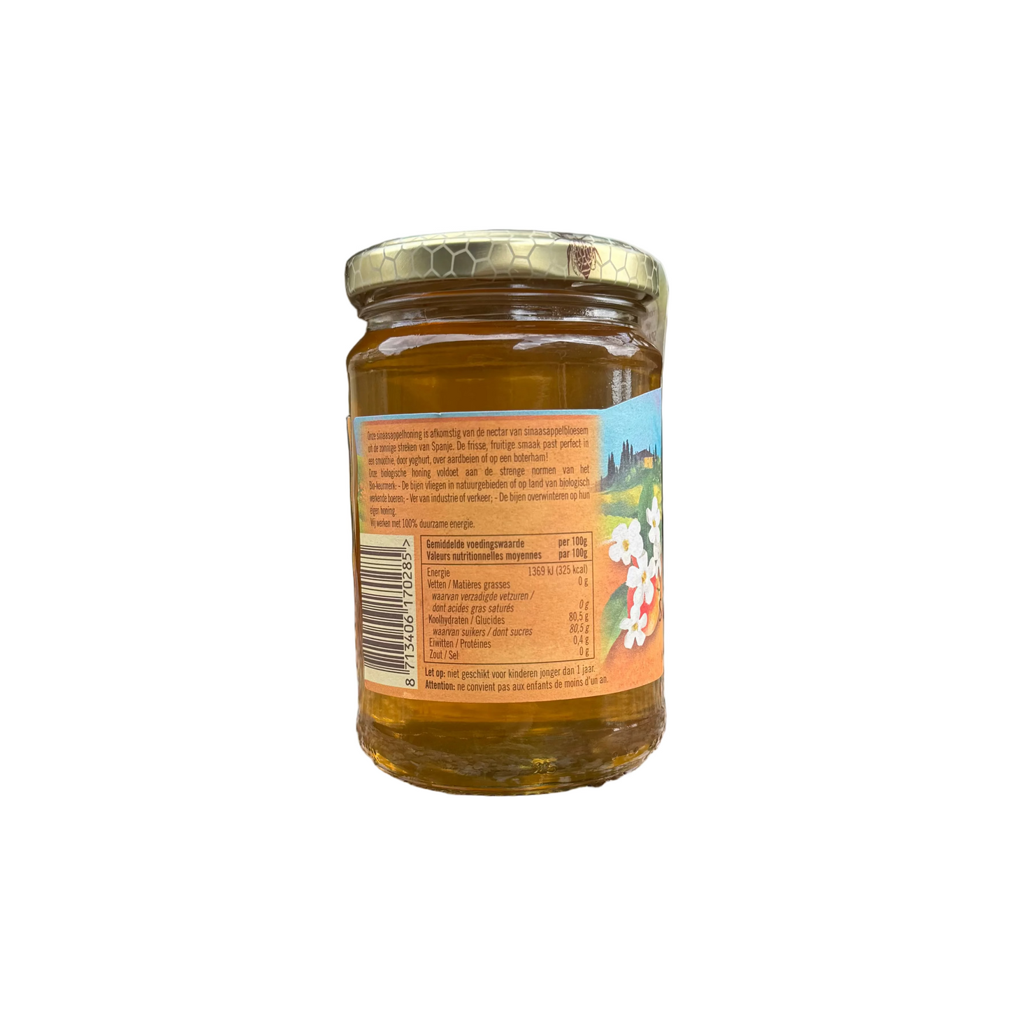 Biologische sinaasappelhoning Spanje 350g de Traay (vloeibaar)