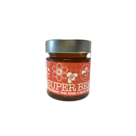Aardbeiboom honing en koninginnebrij (Royal Jelly) Griekenland 260g Super Bee - Honingwinkel