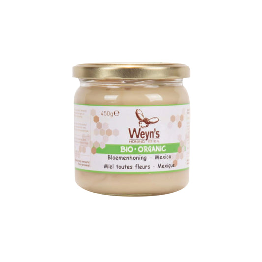 Biologische bloemenhoning Bulgarije Weyn's 450g (crème) - Honingwinkel