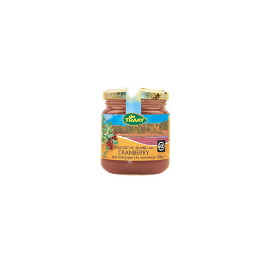 Biologische honing met cranberry De Traay 250g (vloeibaar) - Honingwinkel