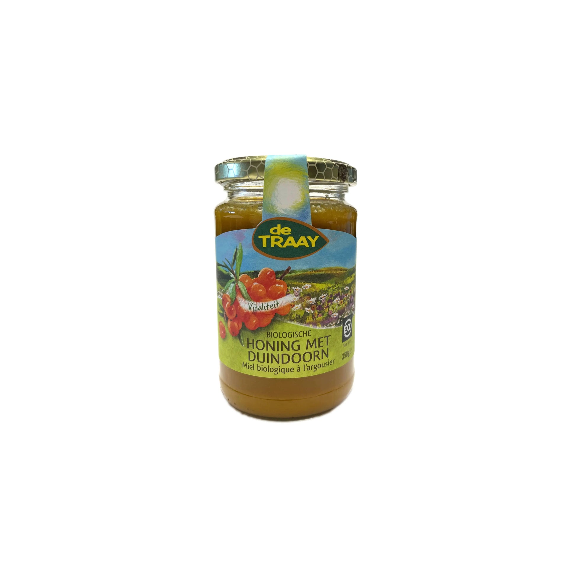 Biologische honing met Duindoorn 350g de Traay (crème) - Honingwinkel