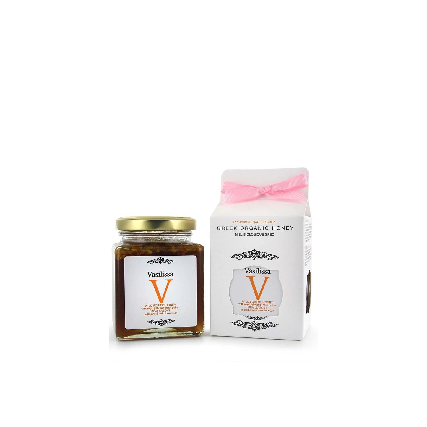Biologische honing met koninginnebrij (Royal Jelly) en stuifmeel Griekenland 250g Vasilissa - Honingwinkel