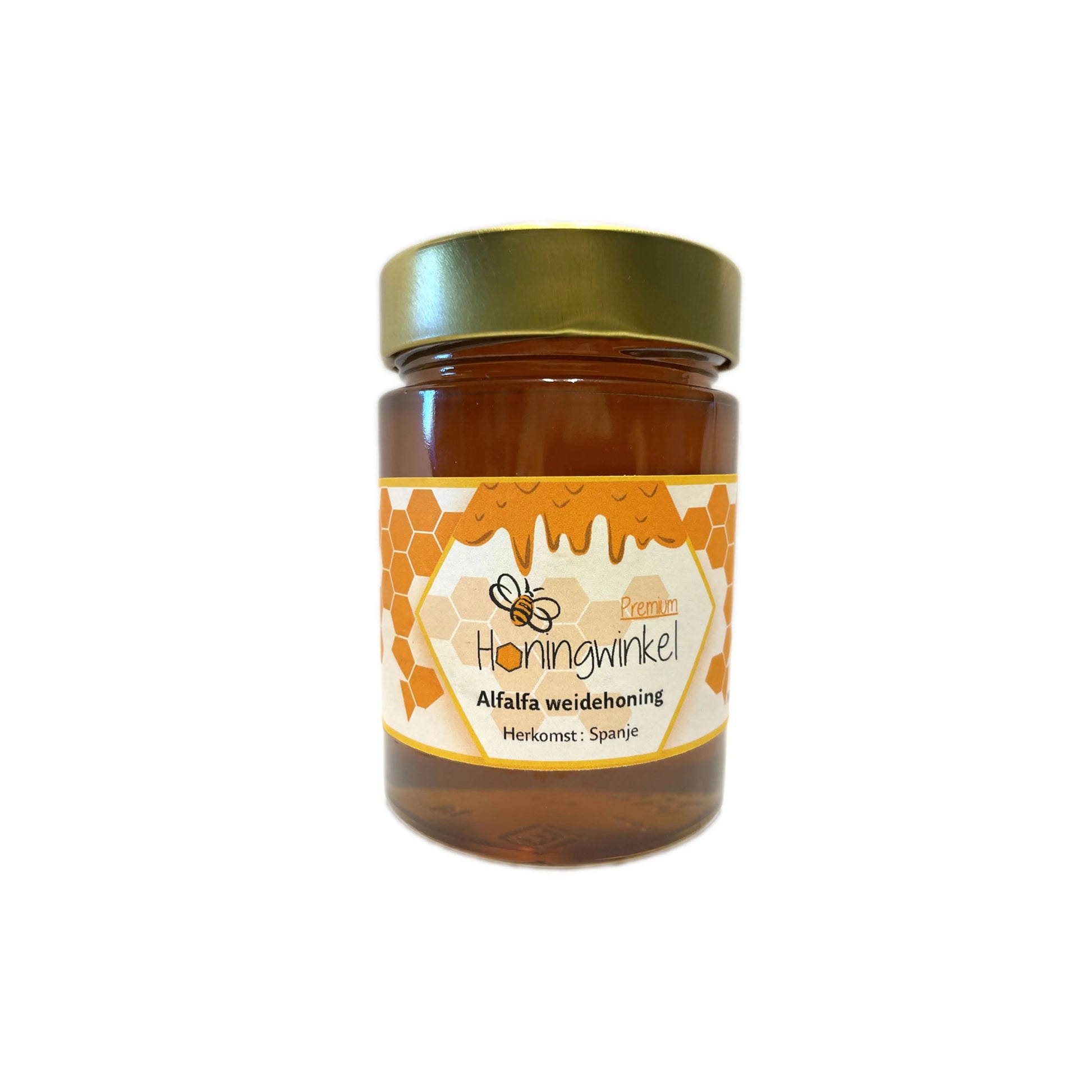 Premium alfalfa weidehoning Spanje 450g Honingwinkel (vloeibaar) - Honingwinkel