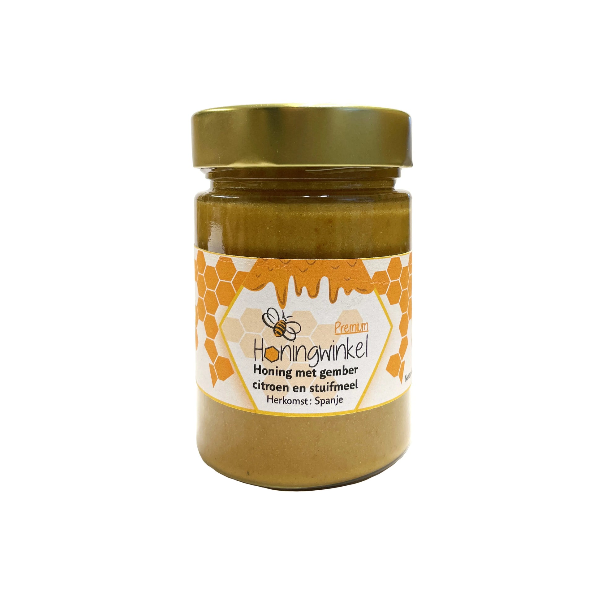 Premium honing met gember, citroen en stuifmeel Spanje 450g Honingwinkel (crème) - Honingwinkel