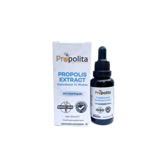 Propolis Tinctuur extract oplosbaar in water 30ml Propolita alcohol vrij - Honingwinkel